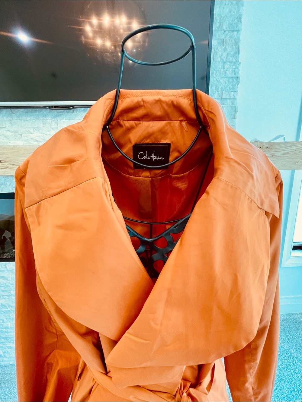 Cole Haan Perfect Orange Trench Coat Tie Waist / Tie Sleeves,a timeless-classic! - Picture 2 of 7